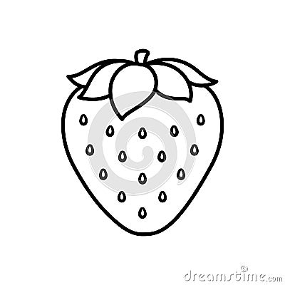 Strawberry cartoon line art outline coloring book page for kids Vector Illustration