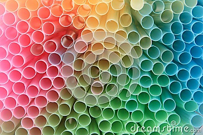 Straws background in rainbow colors Stock Photo