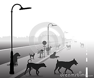 Stray dog street Vector Illustration