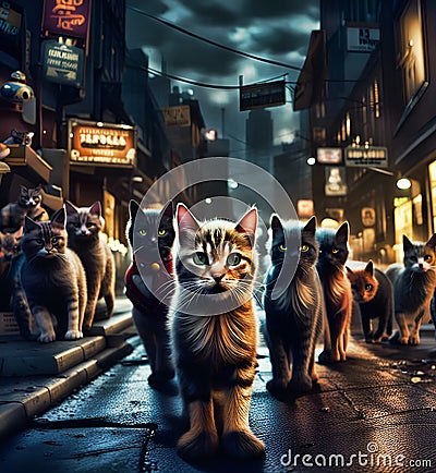 Stray and feral cats roaming the city Stock Photo