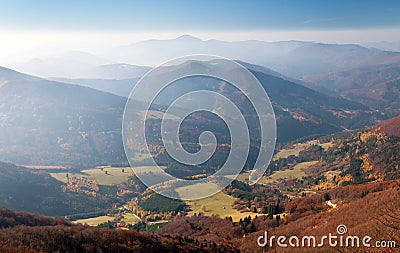 Strazovske vrchy with blue horizons, Carpathian mountains Stock Photo