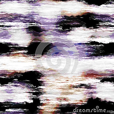 Streaked broken stripe summer tie dye batik beach wear pattern. Seamless blotched stain space dyed shibori effect Stock Photo