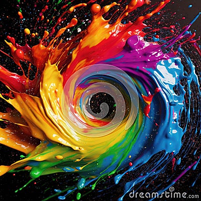 streaks and splashes of colored paint Stock Photo