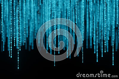 Stream of binary matrix code numbers on the screen 3d rendering Stock Photo