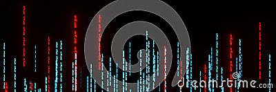 Stream of binary matrix code SALE on the screen panorama 3d rendering Stock Photo