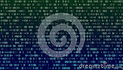 A stream of binary matrix code on the screen. numbers of the computer matrix. The concept of coding, hacker or mining of Stock Photo