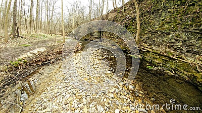 Stream flowing through Rock Formations - Janesville, WI Stock Photo