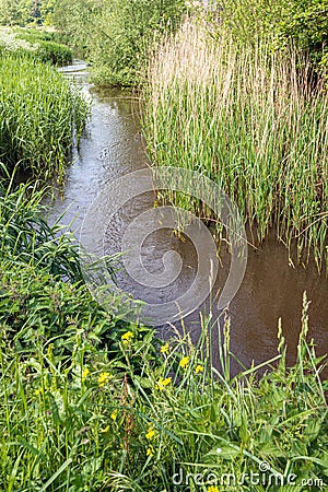 Stream meandering through the landscape Stock Photo