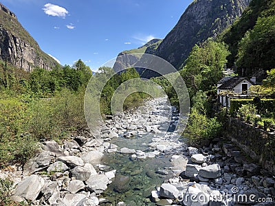 Stream Rovana or Fiume Rovana The Rovana Valley or Valle Rovana or Das Rovanatal Stock Photo