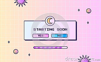 Stream starting soon offline screen ui layout modern pink purple gradient with window interface for gaming or streaming Vector Illustration