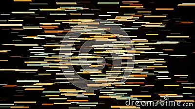 Stream of strokes on black background. Animation. Cyber stream of strokes pulsing on black background. Strokes move to Stock Photo