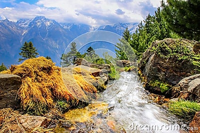 Stream of water o a mountain top Stock Photo
