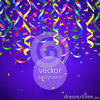 Streamers and confetti background Vector Illustration