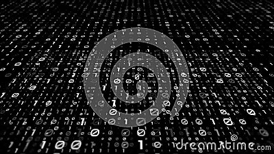 Streaming binary code background - Falling digits on black backdrop Stock Photo