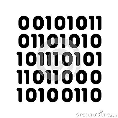 Streaming Binary Code Matrix Vector Thin Line Icon Vector Illustration