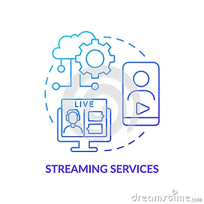 Streaming services blue gradient concept icon Vector Illustration