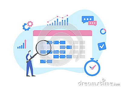 Streamline project management with roadmap calendar concept. Plan and organize business development using calendar with Vector Illustration