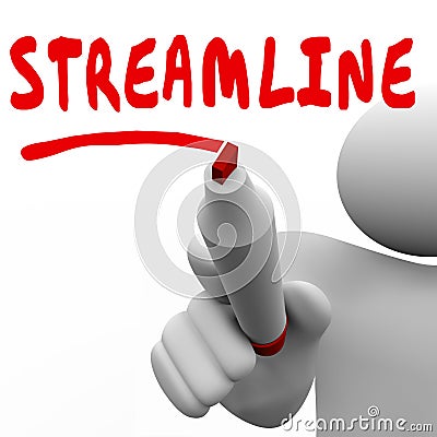 Streamline Word Man Writing Improve Efficiency Productivity Stock Photo