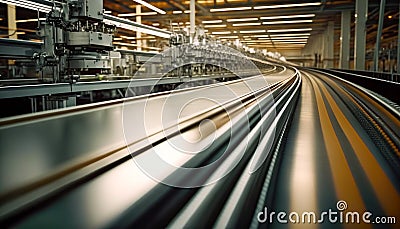 Streamline your manufacturing process with a modern conveyor line, Generative AI Stock Photo