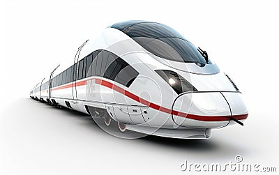 Streamlined Bullet Transport, Isolated on White Background, Generative Ai Stock Photo