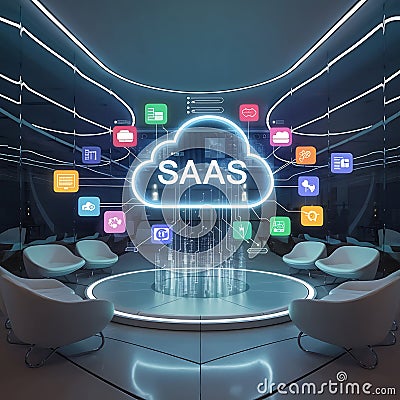 Streamlined Business Processes with SaaS: The New Standard in Cloud Computing. Stock Photo