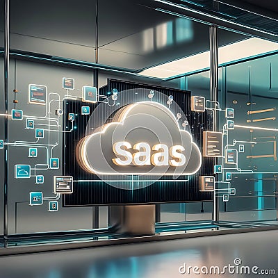 Streamlined Business Processes with SaaS: The New Standard in Cloud Computing. Stock Photo