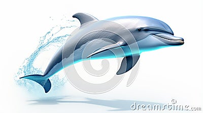Streamlined Dolphin Jumping Image With Realistic Physically Based Rendering Cartoon Illustration