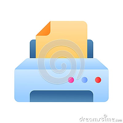 A streamlined printer icon representing printing functionality for documents, images, and more Vector Illustration