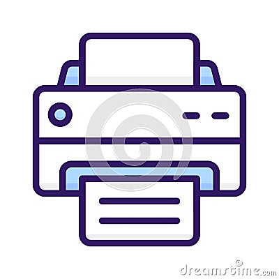 A streamlined printer icon representing printing functionality for documents, images, and more Vector Illustration