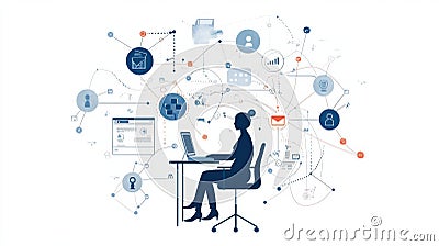 Streamlined Technical Support and Effective Customer Service Workflow Icons for Enhanced Productivity and Efficiency Stock Photo