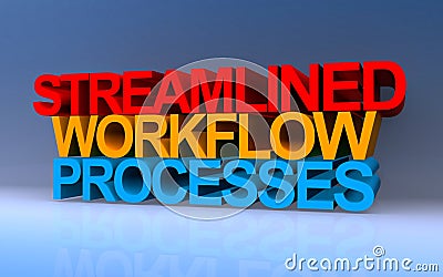 streamlined workflow processes on blue Stock Photo