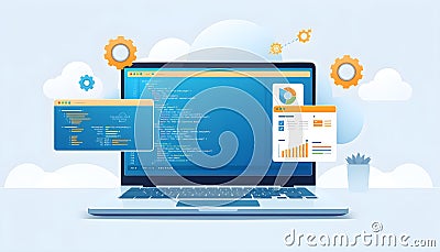 Streamlining Software Development: A Visual Guide to Efficient Coding and Data Analysis Stock Photo