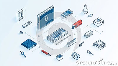 Streamlining Your Business with Optimized Technical Support and Customer Service Workflow Icons for Modern Systems Stock Photo