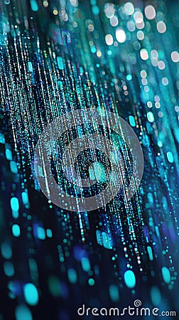 Streams of numeric code cascade like rain on a dark background, evoking movement and tech aesthetics Stock Photo