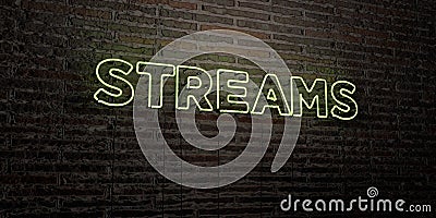 STREAMS -Realistic Neon Sign on Brick Wall background - 3D rendered royalty free stock image Stock Photo