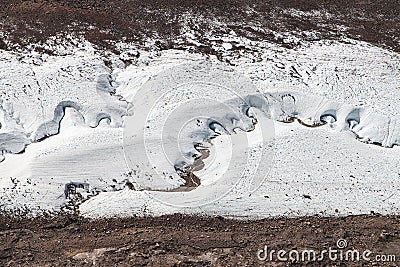 Streams winding through the Gorner glacier Stock Photo