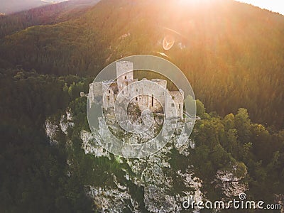 Strecno Castle, Slovakia. Historic castle in central Europe. Stock Photo