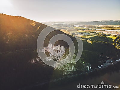 Strecno Castle, Slovakia. Historic castle in central Europe. Stock Photo
