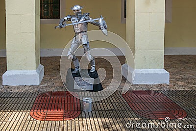 Street actor disguise as Don Quijote de la Mancha, Santo Domingo, Dominican Republic Editorial Stock Photo