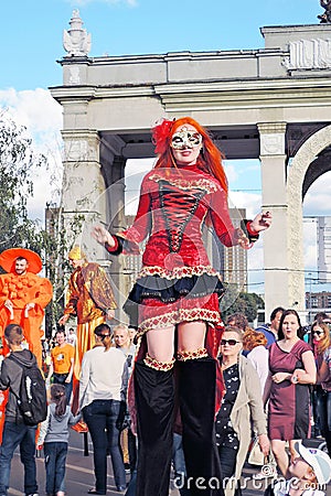 Street actors pose for photos in Moscow Editorial Stock Photo