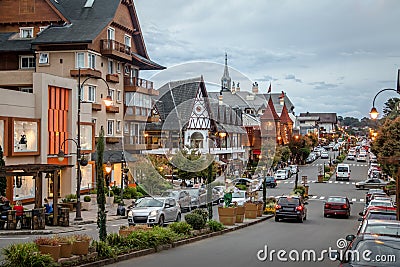 Street and architecture of Gramado city - Gramado, Rio Grande do Sul, Brazil Stock Photo