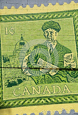 Street art canadian stamp Editorial Stock Photo