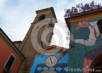 Street art and mural house in Dozza, Imola, Bologna. Editorial Stock Photo