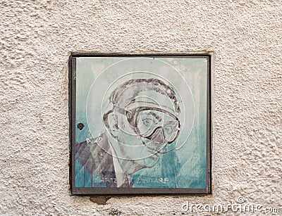 Street art painting in Cadaques, Spain Editorial Stock Photo