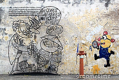 Street Art at Penang, Ah Quee? Editorial Stock Photo