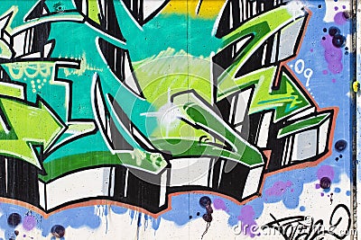 Street art, segment of an urban grafitti on wall Stock Photo