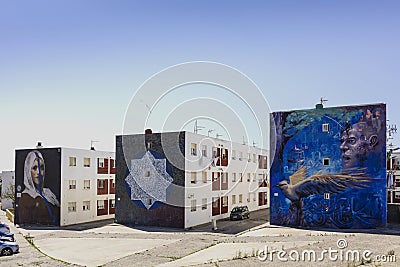 Street art in Spanish town of Tarifa. Editorial Stock Photo