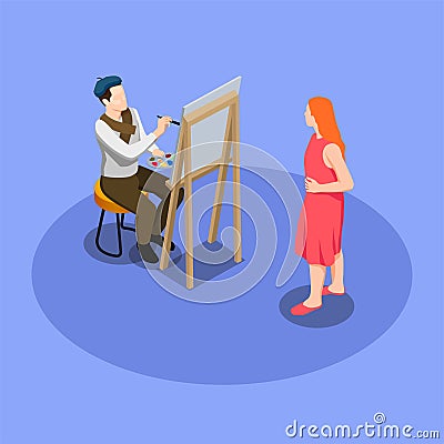 Street Artist Isometric Composition Vector Illustration