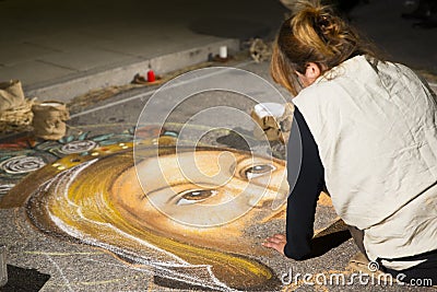 Street artist who paints Jesus Editorial Stock Photo