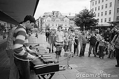 Street artists in Bergen, Norway Editorial Stock Photo